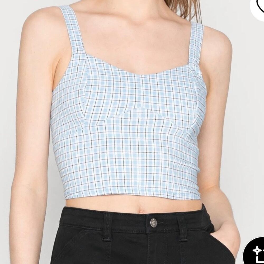 Hollister Blue Plaid Crop Tank Small